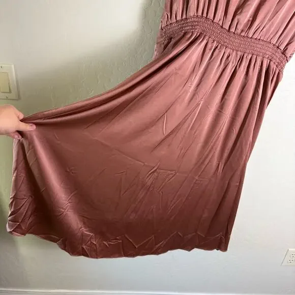 Baltic Born Poppy Satin Midi Dress Rosy Brown XXXL Tie Front - Picture 10 of 16